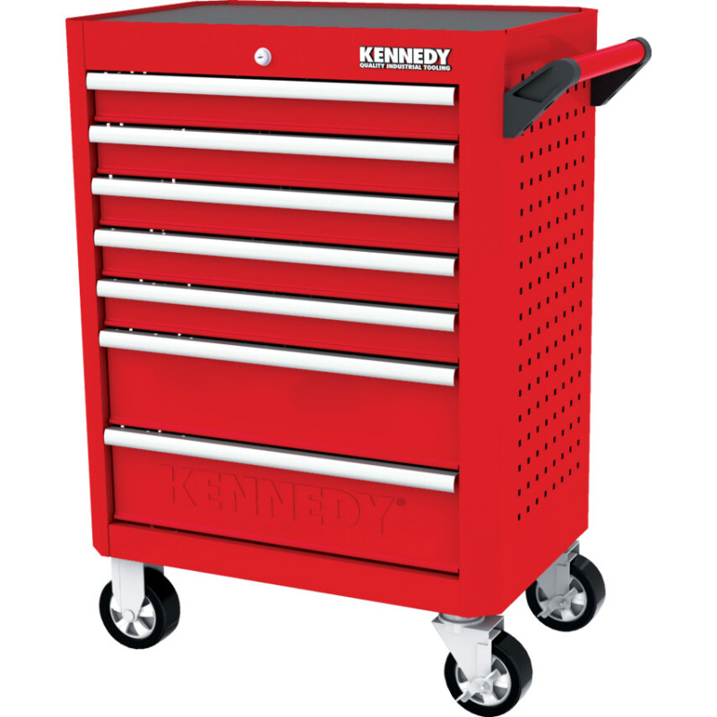 ROLLER CABINET, INDUSTRIAL RANGE, RED, 7 DRAWERS, (H) 844MM X (W) 461MM X (L) 706MM