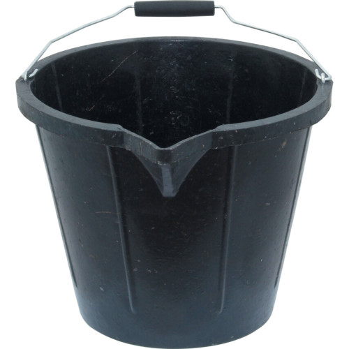 BLACK RUBATYPE RIGID BUCKET, STEEL/PLASTIC GRIP HANDLE, 3 GALLON