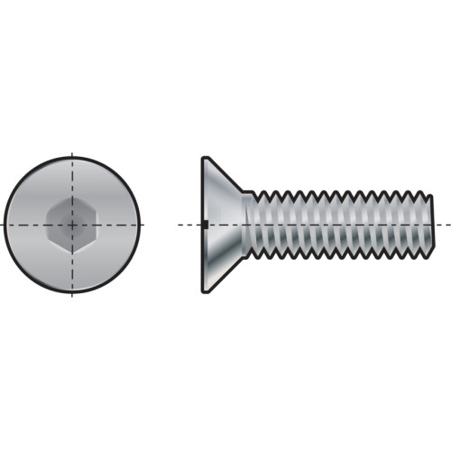 M10 HEX SOCKET COUNTERSUNK SCREW, STEEL, MATERIAL GRADE 10.9, 75MM, DIN 7991