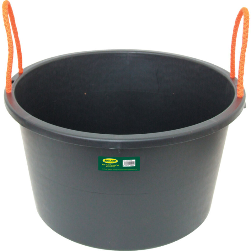 BLACK PLASTIC FLEXIBLE BUCKET, ROPE HANDLE, 40 LTR