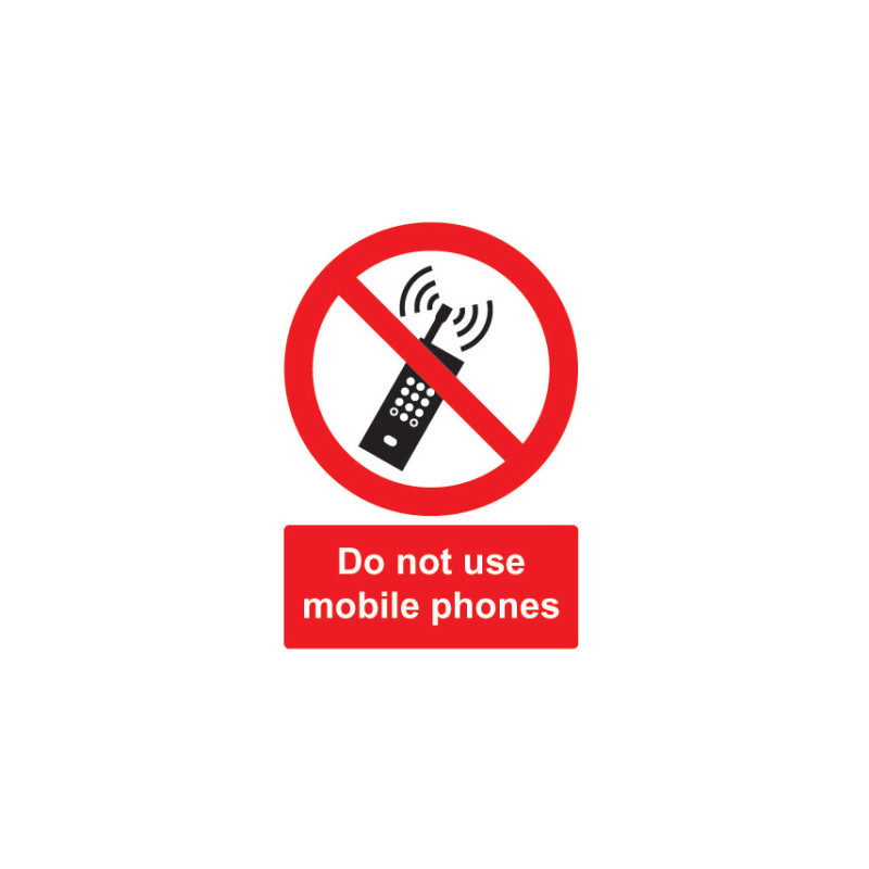 DO NOT USE MOBILE PHONES VINYL SIGN 148MM X 210MM