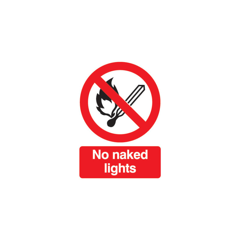 NO NAKED LIGHTS VINYL SIGN 148MM X 210MM