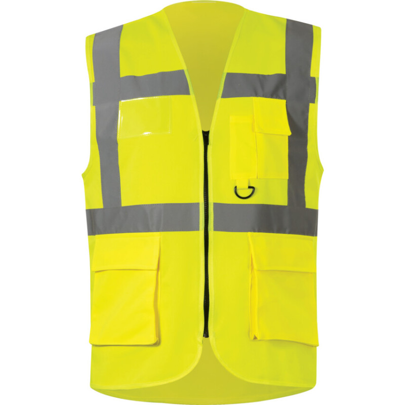 HI-VIS VEST, UNISEX, YELLOW, POLYESTER, HOOK & LOOP CLOSURE, M