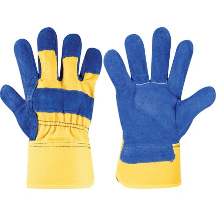 Split Leather Rigger Gloves, Size 10, Blue & Gold
