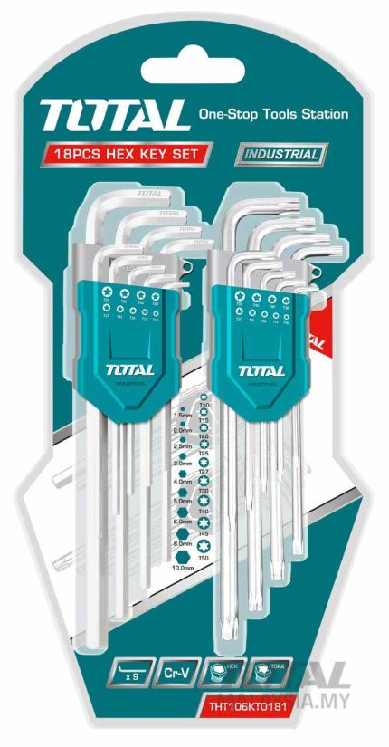 THT106KT0181 18 Pcs Hex Key & Torx Key Set