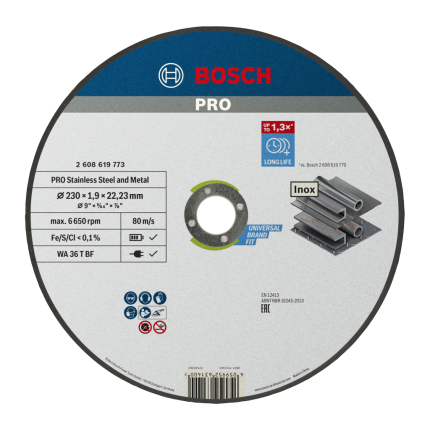 PRO STAINLESS STEEL AND METAL BONDED CUTTING DISC