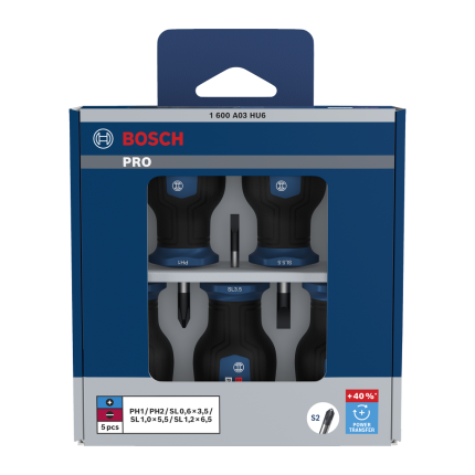 PRO STUBBY SCREWDRIVER PH/SL SET, 5 PCS